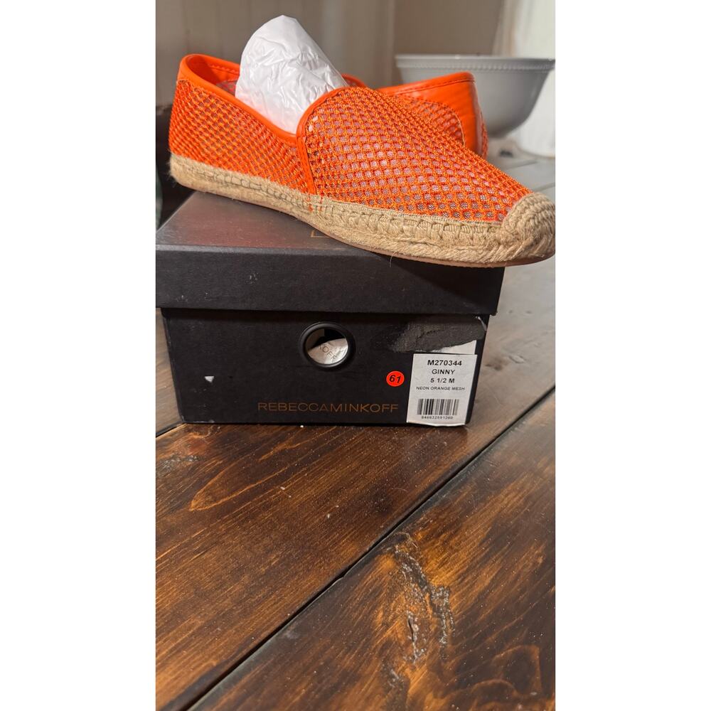 Rebecca Minkoff Women’s Orange Mesh Slip-On Espadrille Flats 9.5 M